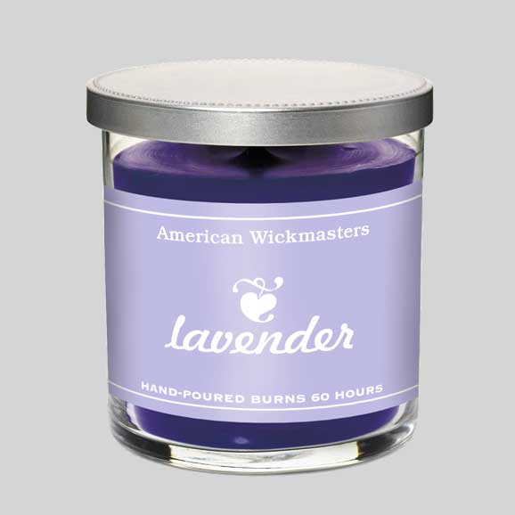Photo of candle with one-color label