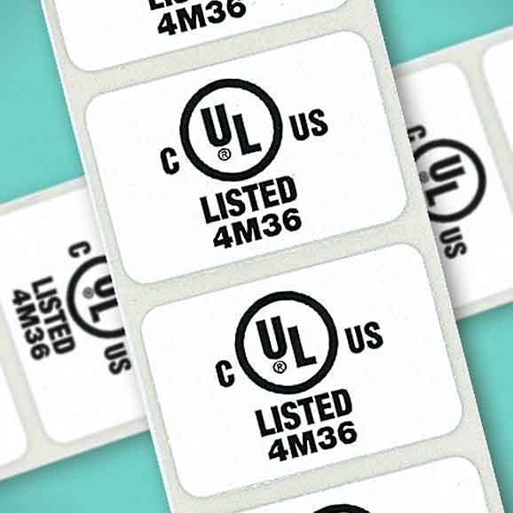 Image of strips of labels with UL logo