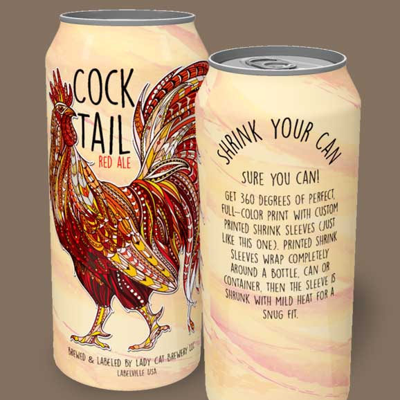Two tall boy cans with shrink sleeves